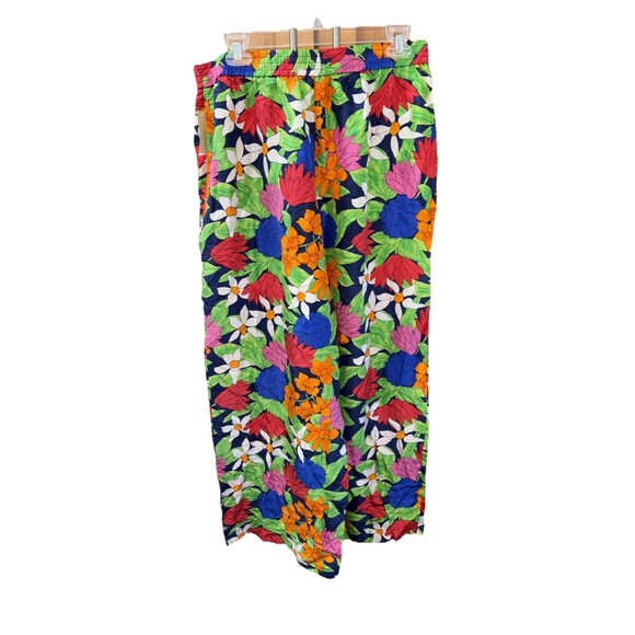 CHAUS Women Pants Wide Leg Silk Pocket Elastic Waist NEW Floral Print 14 Vintage - Picture 8 of 8